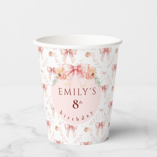 Coquette boog waterverf papieren bekers (Voorkant)