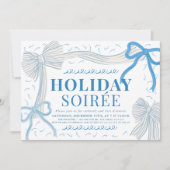 Coquette Bord Blue Bows Kerstvakantie Soirée Kaart (Voorkant)