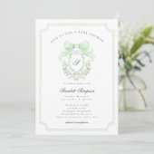 Coquette Botanische Crest Elegante Uitnodiging voo (Staand voorkant)