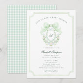 Coquette Botanische Crest Elegante Uitnodiging voo (Voorkant / Achterkant)