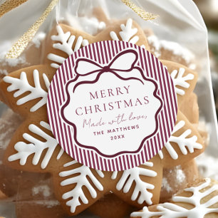 Coquette Bourgondië Kerstmis Gemaakt Met Liefde Ronde Sticker