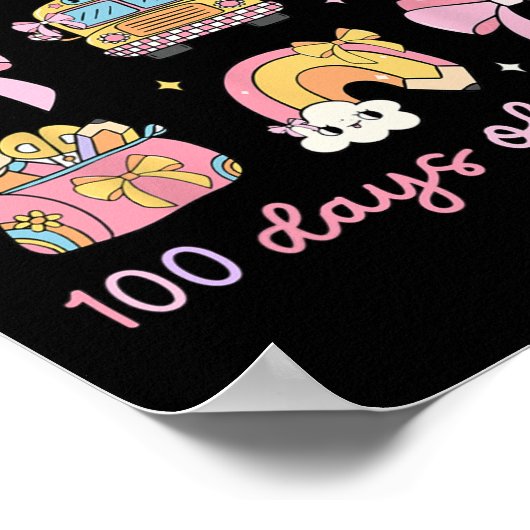 Coquette Bow 100 Dagen van de School Leraar Studen Poster (Hoek)