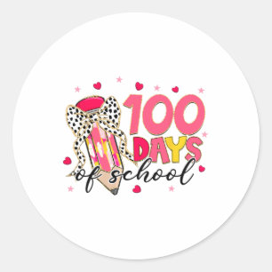 Coquette Bow 100 Dagen van School Pencil Meisjes K Ronde Sticker