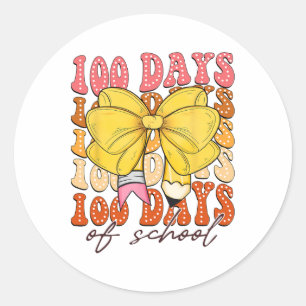 Coquette Bow 100 Dagen van School Pencil Meisjes K Ronde Sticker