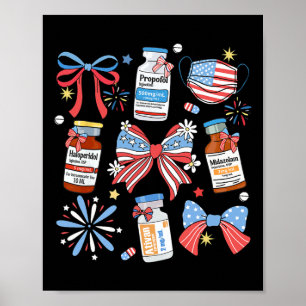 Coquette Bow 4 juli Verpleegster Girly Apotheek IC Poster