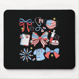 Coquette Bow 4th July Verpleegkundige IC Verpleegk Muismat