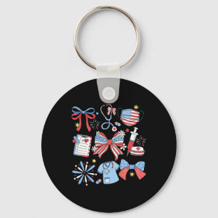 Coquette Bow 4th July Verpleegkundige IC Verpleegk Sleutelhanger