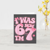 Coquette Bow 7th Birthday Girl I Was 6 Now I'm 7 Y Kaart (Gele Bloem)