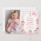 Coquette Bow Aardbei 2e verjaardag foto Kaart (Voorkant)