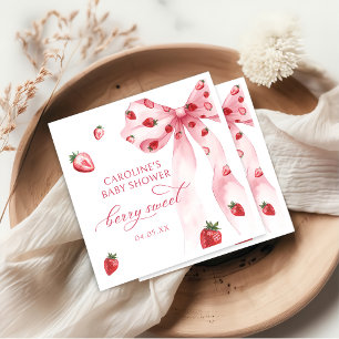 Coquette Bow Aardbei Baby shower servetten