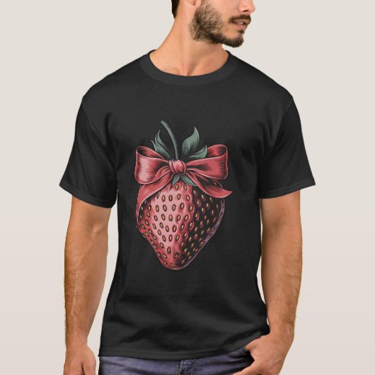 Coquette Bow Aardbei Cool Aardbeien T-shirt (Voorkant)