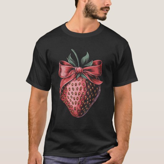 Coquette Bow Aardbei Cool Aardbeien T-shirt (Voorkant)