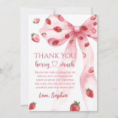 Coquette Bow Aardbei Verjaardag Bedankt Card (Voorkant)