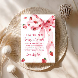 Coquette Bow Aardbei Verjaardag Bedankt Card