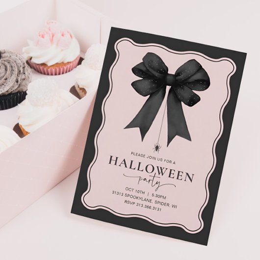 Coquette Bow Adult Halloween Party Kaart