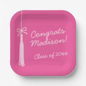 Coquette Bow Afstudeerder Tassel Roze 2025 Afstude Papieren Bordje (Voorkant)