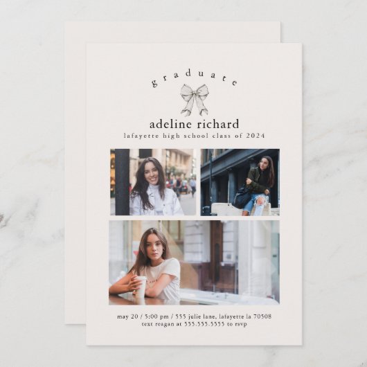 Coquette Bow Afstuderen aankondiging (Voorkant / Achterkant)