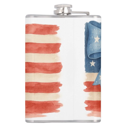 Coquette Bow American Flag Waterverf 4 juli Heupfles (Achterkant)