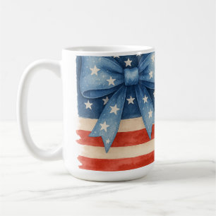 Coquette Bow American Flag Waterverf 4 juli Koffiemok