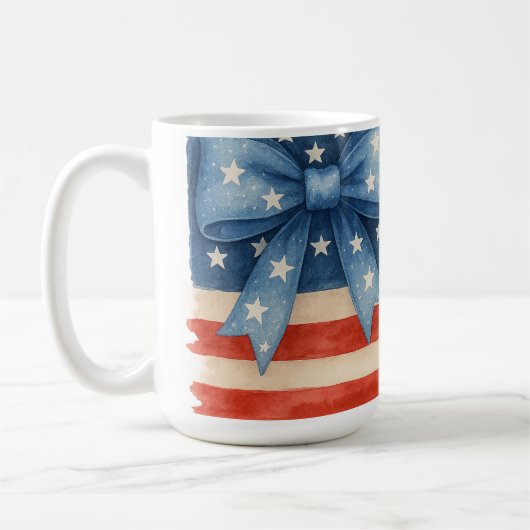 Coquette Bow American Flag Waterverf 4 juli Koffiemok (Links)