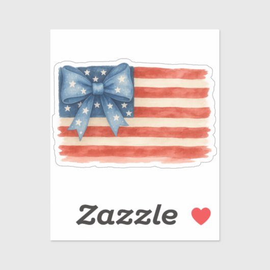 Coquette Bow American Flag Waterverf 4 juli Sticker (Vel)