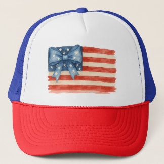 Coquette Bow American Flag Waterverf 4 juli Trucker Pet