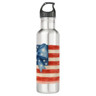 Coquette Bow American Flag Waterverf 4 juli Waterfles