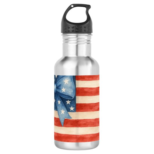 Coquette Bow American Flag Waterverf 4 juli Waterfles (Voorkant)