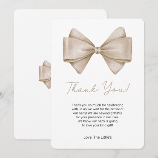 Coquette Bow Baby shower Bedankt Card Kaart (Voorkant / Achterkant)