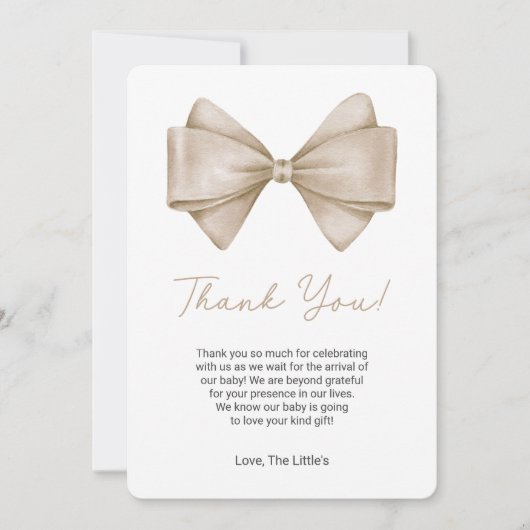 Coquette Bow Baby shower Bedankt Card Kaart (Voorkant)