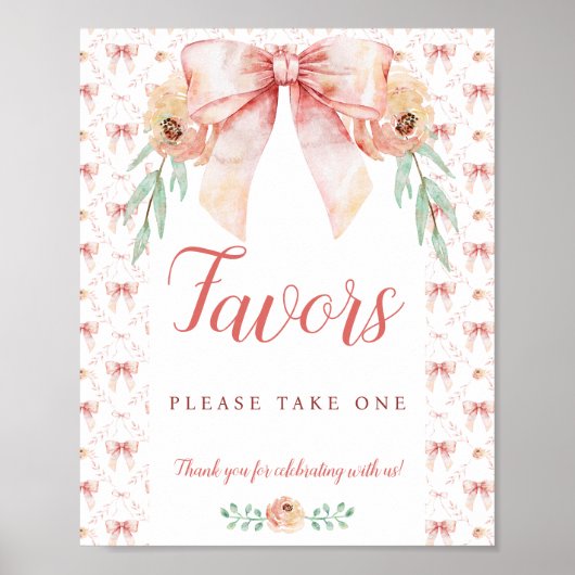 Coquette Bow Baby shower begunstigt Poster (Voorkant)