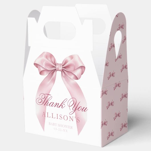 Coquette Bow Baby shower Favoriete Dozen – Elegant Bedankdoosjes (Geopend)