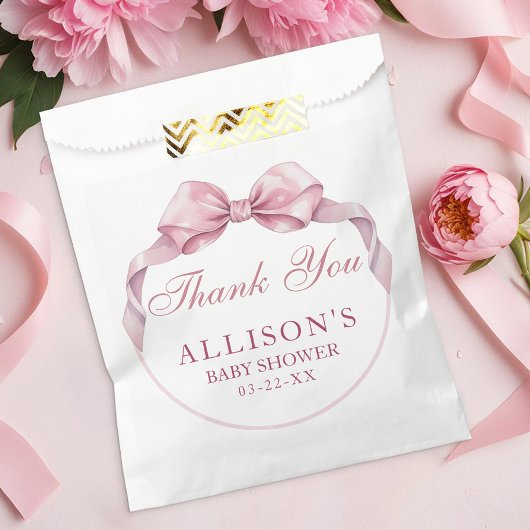 Coquette Bow Baby shower Favorietentas – Roze Beda Bedankzakje