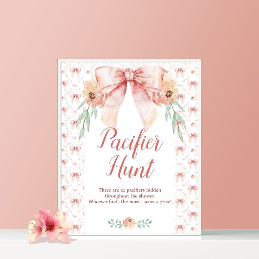 Coquette Bow Baby shower Fopspeen Hunt Poster