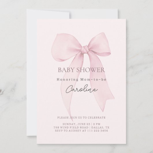 Coquette Bow-Baby shower Kaart (Voorkant)