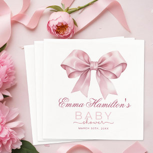 Coquette Bow Baby shower servetten – Elegant Pink 