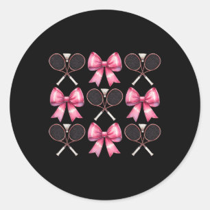 Coquette Bow Badminton Shuttle Racket Roze Lint Ronde Sticker