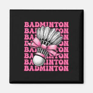 Coquette Bow Badminton Speler Shuttle Meisje Mama  Magneet