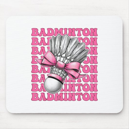 Coquette Bow Badminton Speler Shuttle Meisje Mama Muismat (Voorkant)