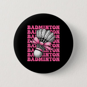 Coquette Bow Badminton Speler Shuttle Meisje Mama Ronde Button 5,7 Cm