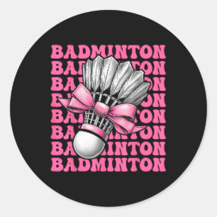 Coquette Bow Badminton Speler Shuttle Meisje Mama  Ronde Sticker