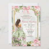 Coquette Bow Ballroom Sage Blush Pink Quinceanera Kaart (Voorkant)