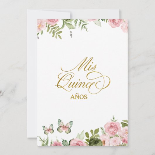 Coquette Bow Ballroom Sage Blush Pink Quinceanera Kaart (Achterkant)