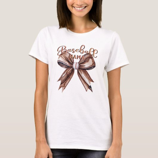 Coquette Bow Baseball Mama Mocha Mousse Vibes T-shirt (Voorkant)