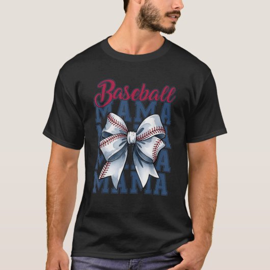 Coquette Bow Baseball Mom Mama Game Day Trendy Mot T-shirt (Voorkant)