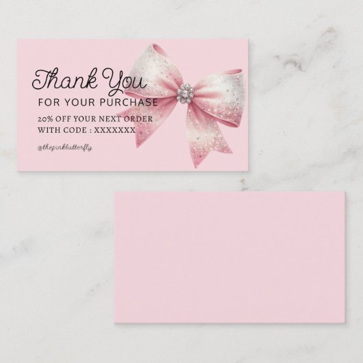 Coquette Bow Bedankt voor uw aankoop Visitekaartje (Voorkant / Achterkant)