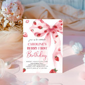 Coquette Bow Berry eerste aardbeien 1e verjaardag Kaart