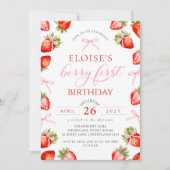 Coquette Bow Berry eerste aardbeien eerste verjaar Kaart (Voorkant)