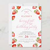 Coquette Bow Berry eerste aardbeien eerste verjaar Kaart (Voorkant)