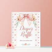 Coquette Bow Bloemen Luier Raffle Poster